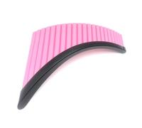 instrumento De Flauta De Pan Flauta de pan curvada de 22 tubos para mano derecha color rosa y azul con afinación en G de resina ABS y base(Pink)