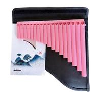 instrumento De Flauta De Pan Flauta de pan de resina anticaída de 18 tubos - Instrumento de viento de madera tradicional de Rice de 18 tubos en varios colores(Pink)