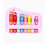 Instrumento De Golpeo Xilófono Xilófono De 8 Tonos Instrumentos De Percusión De Piano Para Golpear A Mano Pandereta Caja Armónica De Acero Inoxidable(Pink)