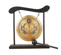 Instrumento de gong, gong chino de 4.7 pulgadas con soporte y batidor tradicional de percusión de cobre, Feng Shui para decoración del hogar, regalo de bendición, pequeño instrumento de gongs