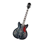 Instrumento De Guitarra Eléctrica Guitarra Eléctrica De Jazz Con Puente Trapezoidal De Cuerpo Semi Hueco Y Funda(Black02)