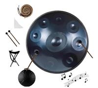 Instrumento de Percusión 22 Pulgadas Re Menor - Handpan con 432Hz y 440Hz, 9/10/12 Notas, Handpan Drum con Hand Tuning, Tambor con Bolsa Suave y Soporte para Meditación(azul,440HZ/9Note)