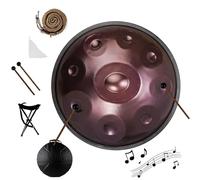Instrumento de Percusión 22 Pulgadas Re Menor - Handpan con 432Hz y 440Hz, 9/10/12 Notas, Handpan Drum con Hand Tuning, Tambor con Bolsa Suave y Soporte para Meditación(Morado,440HZ/12Note)