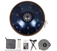 Instrumento de percusión 440 Hz, diámetro 56 cm, tambor de lengua de acero, D-menor, 10 notas, tambor de mano con patrón mandala (azul con patrón de mandala)