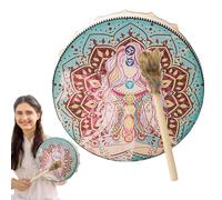 Instrumento De Percusión Chamánica - Tambor De Piel, Ritmo Sagrado | Accesorio De Música Espiritual, Tambor Ritual Tradicional Tallado A Mano Con Serio Para La Práctica Energética