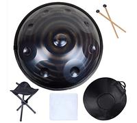Instrumento de tambor de mano en re menor - Tambor de mano de acero de 432 Hz para curación de sonido y meditación, incluye bolsa, mazos y soporte