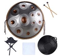 Instrumento de tambor de mano en re menor - Tambor de mano de acero de 432 Hz para curación de sonido y meditación, incluye bolsa, mazos y soporte