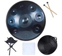 Instrumento de tambor de mano en re menor - Tambor de mano de acero de 432 Hz para curación de sonido y meditación, incluye bolsa, mazos y soporte