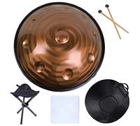 Instrumento de tambor de mano en re menor - Tambor de mano de acero de 432 Hz para curación de sonido y meditación, incluye bolsa, mazos y soporte
