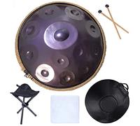 Instrumento de tambor de mano en re menor - Tambor de mano de acero de 432 Hz para curación de sonido y meditación, incluye bolsa, mazos y soporte