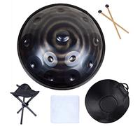 Instrumento de tambor de mano en re menor - Tambor de mano de acero de 432 Hz para curación de sonido y meditación, incluye bolsa, mazos y soporte