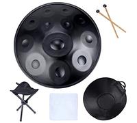Instrumento de tambor de mano en re menor - Tambor de mano de acero de 432 Hz para curación de sonido y meditación, incluye bolsa, mazos y soporte