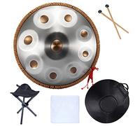 Instrumento de tambor de mano, tambor de acero de 56 cm en re menor, afinación de 432 Hz, incluye bolsa de mano y trípode de tambor, producción de audio profesional, 9 tonos