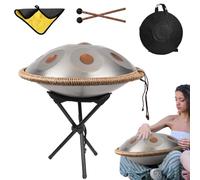 Instrumento De Tambor Handpan De 440 Hz, D Menor 12 Notas Tambor De Mano De Acero De 22 Pulgadas Con Bolsa De Mano Suave, 2 Maillets De Mano, Soporte Para Curación De Sonido(A,12Notes)
