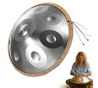 Instrumento de Tambor Handpan en D Menor Handpan Drum 22 Pulgadas Tambor de Mano 9/10/12 Notas con bolsa, mazos y soporte Handpan para Yoga, Meditación de Principiantes(Plateado,432HZ/9Note)