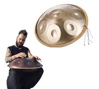 Instrumento De Tambor Handpan, Tambor De Acero De 22 Pulgadas, 440 Hz, 9/10/12 Notas, Instrumento De Percusión En Re Menor Con Bolsa Suave Para Handpan Y 2 Mazos(Gold,9 notes)