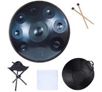 Instrumento de tambor Handpan, tambor de lengua de acero de tambor de mano de 9 notas, con bolsa de mano, trípode de tambor, for curación de sonido, meditación personal, yoga(Color:Blue)
