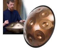 Instrumento De Tambores Handpan - Tambor De Lengua De Acero, Percusión De Tambor Golden Handpan De 22 Pulgadas, En Re Kurdo Menor, 432Hz/440Hz Instrumento De Mano Para Adultos(432Hz,10Notes)