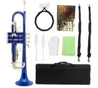 Instrumento De Trompeta Azul Tono Bb Cuerpo De Latón Trompeta Con Llave Dorada Colorida Con Accesorios De Válvula De Presión(Set2)