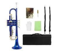 Instrumento De Trompeta Azul Tono Bb, Trompeta Con Llave Dorada Y Cuerpo De Latón Con Accesorios (Color : 01)