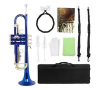 Instrumento De Trompeta Azul Tono Bb, Trompeta Con Llave Dorada Y Cuerpo De Latón Con Accesorios (Color : 02)