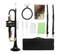 Instrumento De Trompeta Negra De Tono Bb, Trompeta Con Llave Dorada Y Cuerpo De Latón Con Accesorios (Color : 02)
