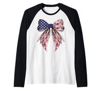 Instrumento de trompeta Trumpetist 4 de julio bandera estadounidense Camiseta Manga Raglan