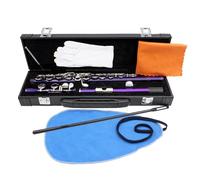 Instrumento de viento de madera con agujero cerrado en tono C con palo de limpieza, paño para vivir y practicar profesional horizontal con bolsa de paño de limpieza