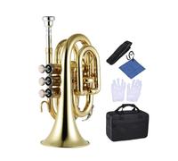 Instrumento De Viento Plano Profesional De Tono De Trompeta De Bolsillo De Latón B Bb Con Accesorios De Boquilla Estuche Rígido