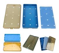 Instrumento dental Caso esterilizat | Bandeja de esterilización Instrumentos autoclavables de plástico Caja de esterilizador con estera de silicona 6.3x3.5x0.8 Caja de almacenamiento de esterilizació