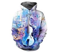 Instrumento Graffiti 3D Impresión Mujeres/Hombres Sudadera con Capucha Divertido Guitarra Música Gráfico Manga Larga Sudaderas Harajuku Jersey Prendas Superiores