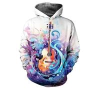 Instrumento Graffiti 3D Impresión Mujeres/Hombres Sudadera con Capucha Divertido Guitarra Música Gráfico Manga Larga Sudaderas Harajuku Jersey Prendas Superiores