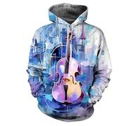 Instrumento Graffiti 3D Impresión Mujeres/Hombres Sudadera con Capucha Divertido Guitarra Música Gráfico Manga Larga Sudaderas Harajuku Jersey Prendas Superiores