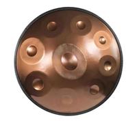 Instrumento Handpan 432/440Hz Tambor de Acero de 56cm Tambor de Mano en Re menor con 9/10/12 Notas, Percusión Hand Tuning para Práctica Musical, con Soporte, Bolsa(Marrón,440Hz/10Note)