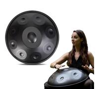 Instrumento Handpan de 432 Hz - Tambor de lengua de acero de 9/10/12 notas - Tambor de mano de 55 cm con soporte para batidor, instrumento de percusión profesional de acero Handpan(Black,9Notes)