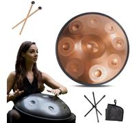 Instrumento Handpan de 432 Hz - Tambor de lengua de acero de 9/10/12 notas - Tambor de mano de 55 cm con soporte para batidor, instrumento de percusión profesional de acero Handpan(Gold,12Notes)