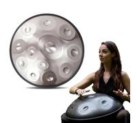 Instrumento Handpan de 432 Hz - Tambor de lengua de acero de 9/10/12 notas - Tambor de mano de 55 cm con soporte para batidor, instrumento de percusión profesional de acero Handpan(Silver,12Notes)