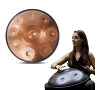 Instrumento Handpan de 432 Hz - Tambor de lengua de acero de 9/10/12 notas - Tambor de mano de 55 cm con soporte para batidor, instrumento de percusión profesional de acero Handpan(Gold,9Notes)
