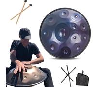 Instrumento Handpan de 9/10/12 notas, tambor manual de acero de 22 pulgadas para curación de sonido, meditación personal y yoga, tambor de lengüeta de acero de 432 Hz/440 Hz con trípode de t