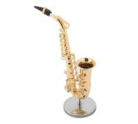 Instrumento Modelo Musical Saxofón Alto En Miniatura Con Soporte Y Estuche Adornos De Modelo De Instrumento Chapados En Oro