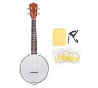 Instrumento musical, banjo, mini juego de banjo duradero de 4 cuerdas con paño de limpieza de cejilla de cuerdas BJ10 para principiantes