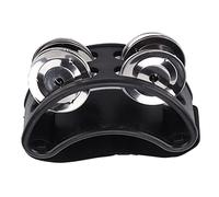 Instrumento musical de percusión de cascabel de metal con agitador de pie de pandereta Percusión con agitador de pies(negro)