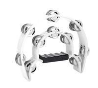 Instrumento Musical de Percusión de Pandereta de Campanilla de Cascabeles de Doble para Amigos y Familiares (Blanco),Remo