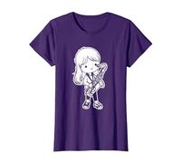 Instrumento Musical para niñas saxofonista Camiseta, Mujer, Morado, L