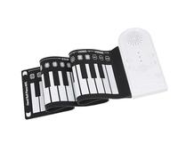 Instrumento Musical Piano De 49 Teclas Enrollado A Mano Para Principiantes Teclado Electrónico Plegable Portátil De Silicona(White)