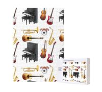 Instrumento musical: piano, guitarra, saxofón, rompecabezas de madera de 300 piezas para diversión familiar para adultos.