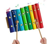 Instrumento musical xilófono de madera 8 Nota Claves coloridas con 2 mazos Herramienta de música de percusión de madera de abedul