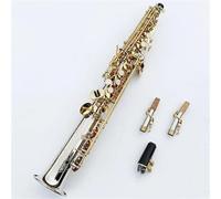 Instrumento Saxofón Saxofón Soprano Cuerpo Plateado Llave Lacada En Oro Saxofón De Latón Tubo Recto B(b) Instrumento Con Estuche