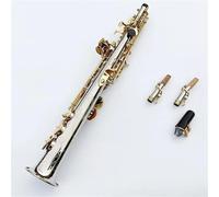 Instrumento Saxofón Saxofón Soprano Profesional Cuerpo Plateado Llave Lacada En Oro Saxofón De Latón Tubo Recto B(b) Con Estuche
