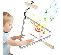 Instrumento triangular de acero, triángulo musical de acero, campana de percusión triangular de acero con golpeadores para educación rítmica